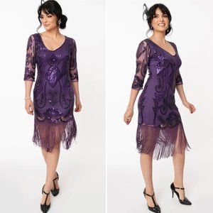 💃 Unique Vintage Sequin Margaux Fringe Dress NWT 🎉HOST PICK✨